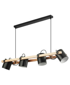 Κρεμαστό φωτιστικό 4 x E27 μαύρο/ξύλο – BV02-00010