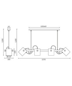 Κρεμαστό φωτιστικό 4 x E27 μαύρο/ξύλο – BV02-00010