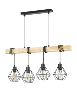 Κρεμαστό φωτιστικό 4 x E27 μαύρο/ξύλο – BV02-00020