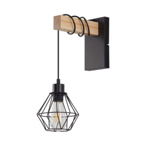 Απλίκα 1 x Ε27 μαύρη/ξύλο – BV02-00024