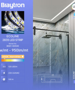 Ταινία led 2835 8w/m 950lm/m 220V IP54 3000k – BS01-00500
