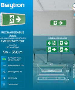BRY-EXIT-LED-5W-DUAL-IP65-WHT-EMERGENCY EXIT – BC14-00900