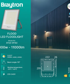 Προβολέας IP65 100W 11000 lm 3CCT (Γκρι) – BT65-09182