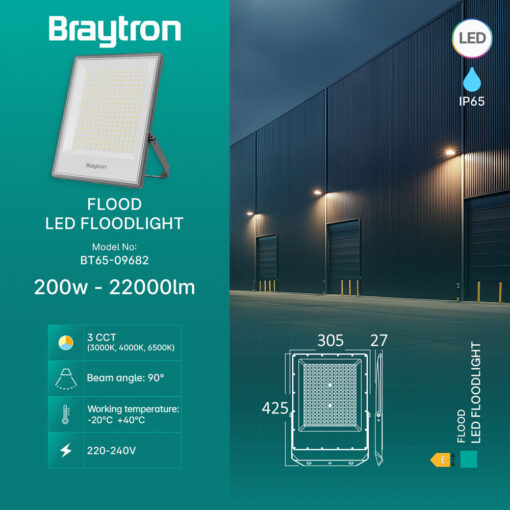 Προβολέας IP65 200W 22000 lm 3CCT (Γκρι) – BT65-09682