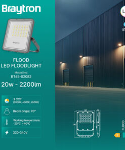 Προβολέας IP65 20W 2200 lm 3CCT (Γκρι) – BT65-02082