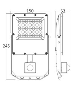 Προβολέας IP65 10W 1100lm 3CCT Με Ανίχνευση (Γκρι) – BT65-21082