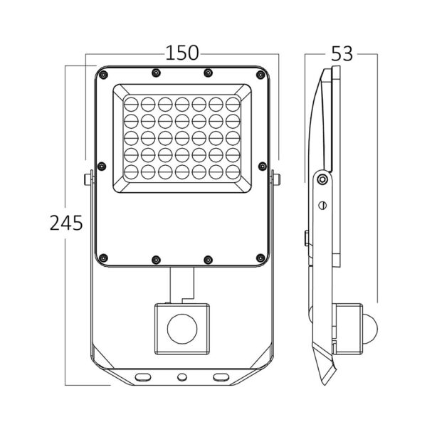 Προβολέας IP65 10W 1100lm 3CCT Με Ανίχνευση (Γκρι) – BT65-21082
