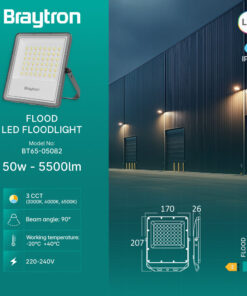 Προβολέας IP65 50W 5500 lm 3CCT (Γκρι) – BT65-05082
