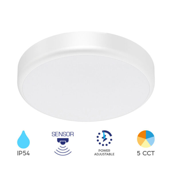 Πλαφονιέρα LED Στρογγυλή “Grande” 10/15/20W 5CCT 2000lm IP54 με Ανιχνευτή Κίνησης – BC15-00480
