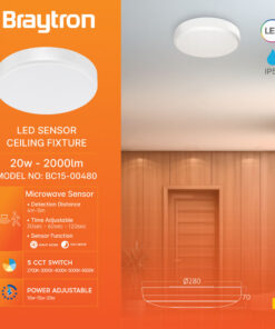 Πλαφονιέρα led “Grande” 20w 4in1 2000lm IP54 με ανίχνευση κίνησης και μέρα νύχτα – BC15-00480