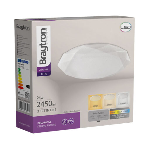 Φωτιστικό Πλαφονιέρα Λευκό Jade LED 24W CCT 2450lm Στρογγυλό Φ34 – BH16-20380