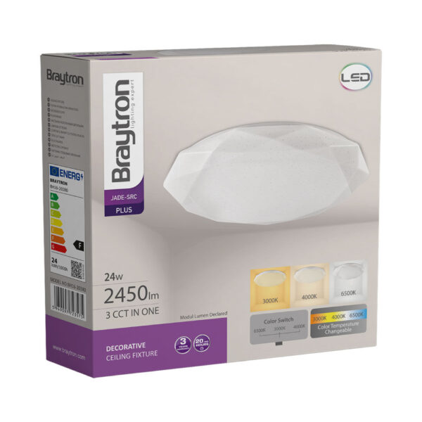 Φωτιστικό Πλαφονιέρα Λευκό Jade LED 24W CCT 2450lm Στρογγυλό Φ34 – BH16-20380