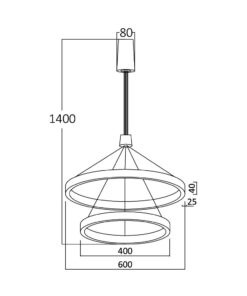 Κρεμαστό Led 65w Lina, 6500lm, CCT, (κύκλοι 60cm + 40cm) – BH16-09686