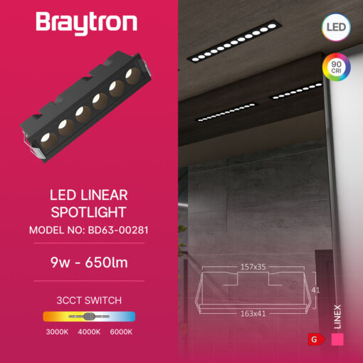 Σποτ led “Linex” 9w 3CCT Μαύρο – BD63-00281