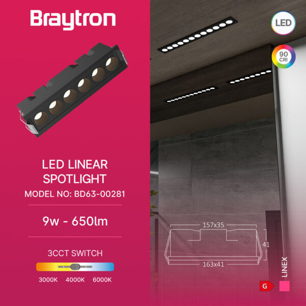 Σποτ led “Linex” 9w 3CCT Μαύρο – BD63-00281