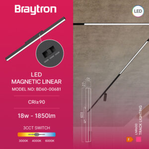 Φωτιστικό Led Μαγνητικής Ράγας 18W CCT Μαύρο – BD60-00681