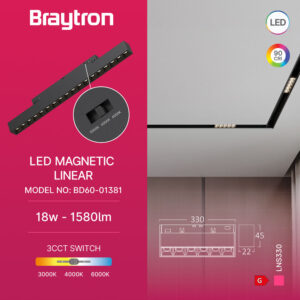 Φωτιστικό Led Μαγνητικής Ράγας 18W CCT 48VDC Μαύρο – BD60-01381