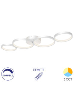 Πολύφωτο Οροφής LED με Κύκλους “Nela” 60w 6050lm CCT με Control Λευκό – BH17-04090