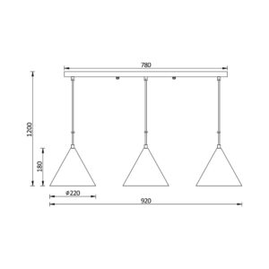 Κρεμαστό φωτιστικό 3 x E27 μαύρο/χρυσό – BV05-00066