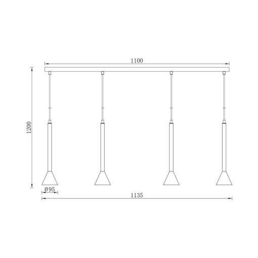 Κρεμαστό φωτιστικό 4 x GU10 μαύρο – BV05-00071