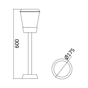 BRY-PARIS-600-1xE27-IP54-BOLLARD LIGHT – BG43-03202