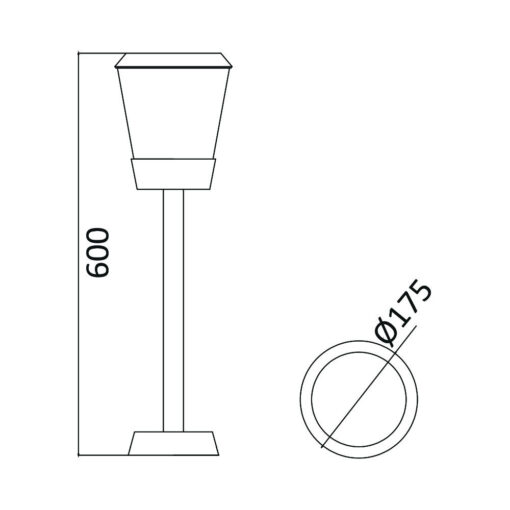 BRY-PARIS-600-1xE27-IP54-BOLLARD LIGHT – BG43-03202