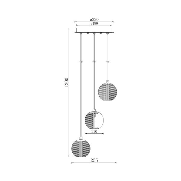 Κρεμαστό φωτιστικό 3 x G9 χρυσό – BV01-00011