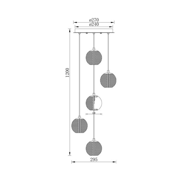 Κρεμαστό φωτιστικό 5 x G9 χρυσό – BV01-00012