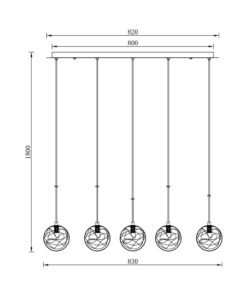 Κρεμαστή ράγα 5 x G9 χρυσή – BV01-00024