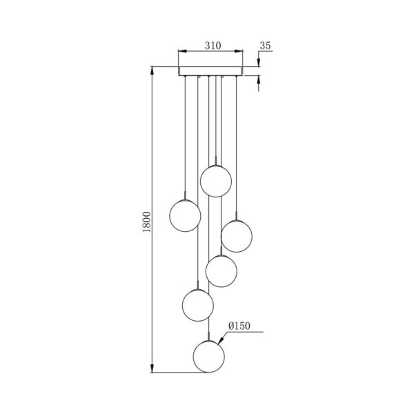 Κρεμαστό πεντάφωτο με κρύσταλλο 6xG9 – BV01-00036