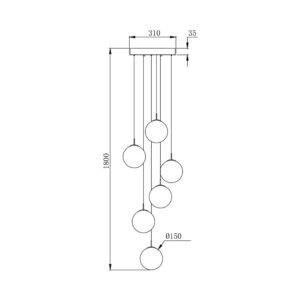 Κρεμαστό πεντάφωτο με κρύσταλλο 6 x G9 – BV01-00032