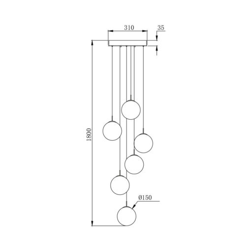 Κρεμαστό πεντάφωτο με κρύσταλλο 6 x G9 – BV01-00032