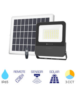 Προβολέας Ηλιακός (solar) IP65 75w (250w) 3000lm 3CCT 2m Καλώδιο με Κοντρόλ – BT64-02481