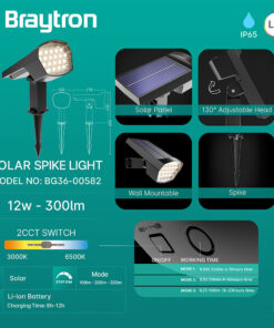 Σποτ (Solar) Καρφωτό 12W 2IN1 IP65 Γκρί – BG36-00582