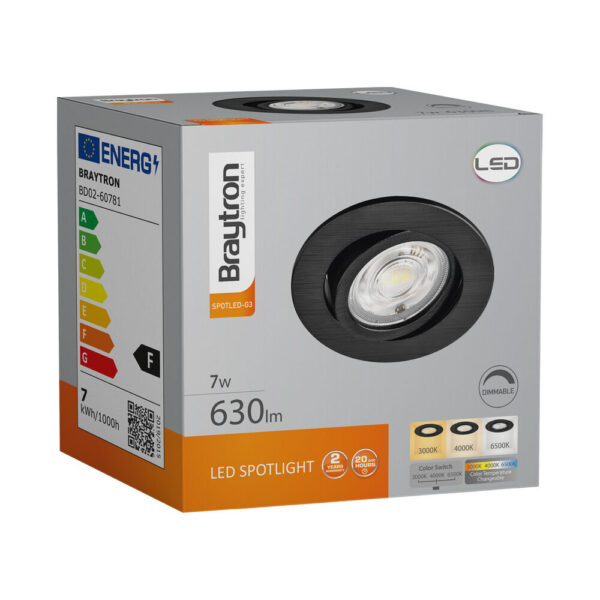 Σποτ led dimmable 7w 630lm CCT (μαύρο) – BD02-60781
