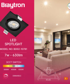 BRY-SPOTLED G3-7W-SQR-BLC-3IN1-LED SPOTLIGHT – BD02-10781