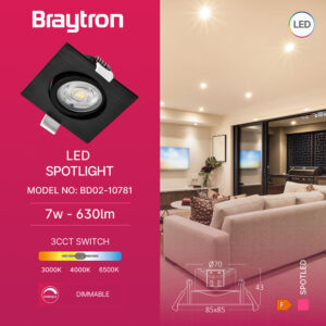 BRY-SPOTLED G3-7W-SQR-BLC-3IN1-LED SPOTLIGHT – BD02-10781