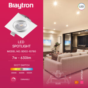 BRY-SPOTLED G3-7W-SQR-WHT-3IN1-LED SPOTLIGHT – BD02-10780