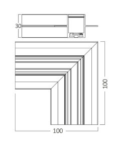 Γωνία οροφής για Μαγνητική Ράγα 48V Χωνευτή Μαύρη slim – BY41-10511