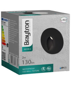 BRY-VECTOR-A-RND-BLC-2W-3000K-IP65-WALL LIGHT – BG38-02201