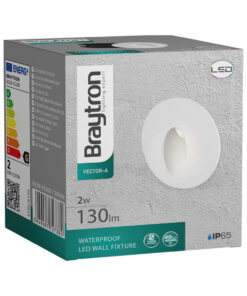 BRY-VECTOR-A-RND-WHT-2W-3000K-IP65-WALL LIGHT – BG38-02200