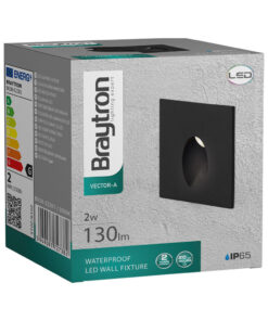 BRY-VECTOR-A-SQR-BLC-2W-3000K-IP65-WALL LIGHT – BG38-02301