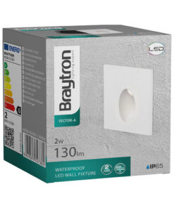 BRY-VECTOR-A-SQR-WHT-2W-3000K-IP65-WALL LIGHT – BG38-02300