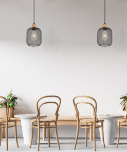 Κρεμαστό μονόφωτο 1 x Ε27 μαύρο/ξύλο Ø15 – BV03-00014