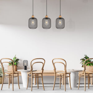 Κρεμαστό φωτιστικό 3 x E27 μαύρο/ξύλο – BV03-00015