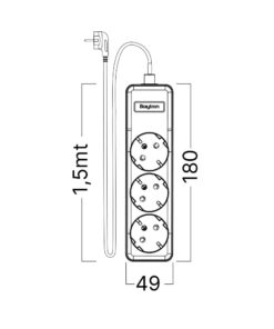 Πολύπριζο Xline 3Θ. 3X1,5mm 1,5m Καλώδιο Με Βάση Στήριξης – BY72-00031