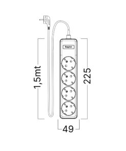Πολύπριζο Xline 4Θ. 3X1,5mm 1,5m Καλώδιο Με Βάση Στήριξης – BY72-00041