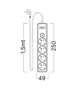 Πολύπριζο Xline 4Θ. 3X1,5mm 1,5m Καλώδιο Με Διακόπτη Με Βάση Στήριξης – BY72-00241