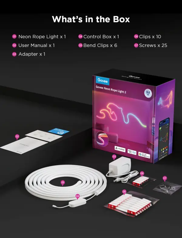 Wi-Fi Smart Σετ Neon LED RGBIC 5m H61D5-W Govee 1.SH.01.G058