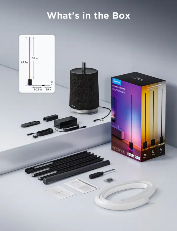 Smart Wi-Fi LED RGBICWW Φωτιστικό Δαπέδου Μαύρο με Ηχέιο H6079 Govee 1.SH.01.G066